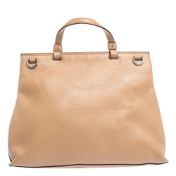 Pre Owned Gucci Tan Leather Medium Bamboo Daily Top Handle Bag
