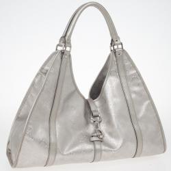 Pre Owned Gucci Silver GG Joy Pushlock Large Hobo