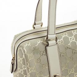 Pre Owned Gucci Beige and Metallic Monogram Charmy Boston Bag