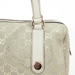 Pre Owned Gucci Beige and Metallic Monogram Charmy Boston Bag