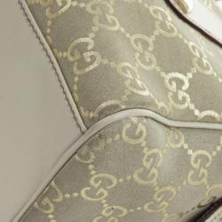 Pre Owned Gucci Beige and Metallic Monogram Charmy Boston Bag