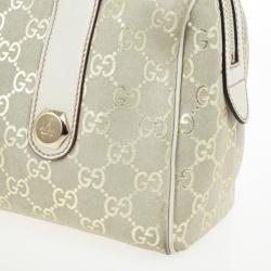 Pre Owned Gucci Beige and Metallic Monogram Charmy Boston Bag