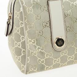 Pre Owned Gucci Beige and Metallic Monogram Charmy Boston Bag