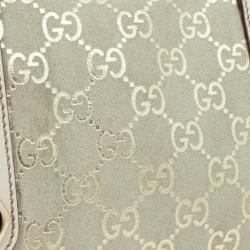 Pre Owned Gucci Beige and Metallic Monogram Charmy Boston Bag