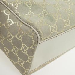 Pre Owned Gucci Beige and Metallic Monogram Charmy Boston Bag