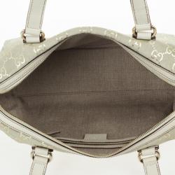 Pre Owned Gucci Beige and Metallic Monogram Charmy Boston Bag