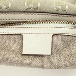 Pre Owned Gucci Beige and Metallic Monogram Charmy Boston Bag