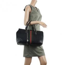 Pre Owned Gucci Black Monogram Treasure Boston Bag