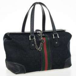 Pre Owned Gucci Black Monogram Treasure Boston Bag