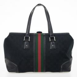 Pre Owned Gucci Black Monogram Treasure Boston Bag