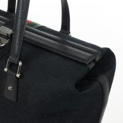 Pre Owned Gucci Black Monogram Treasure Boston Bag