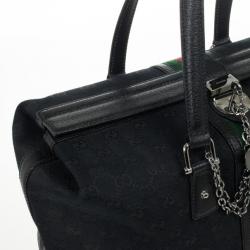 Pre Owned Gucci Black Monogram Treasure Boston Bag