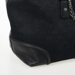 Pre Owned Gucci Black Monogram Treasure Boston Bag