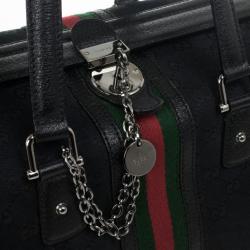 Pre Owned Gucci Black Monogram Treasure Boston Bag