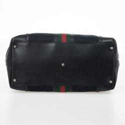 Pre Owned Gucci Black Monogram Treasure Boston Bag