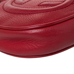 Pre Owned Gucci Red Leather Mini Soho Disco Chain Crossbody Bag