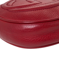 Pre Owned Gucci Red Leather Mini Soho Disco Chain Crossbody Bag