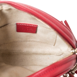 Pre Owned Gucci Red Leather Mini Soho Disco Chain Crossbody Bag
