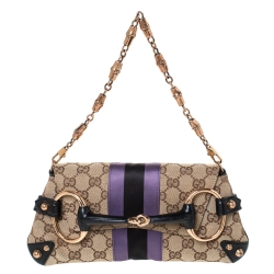Gucci Pink Classic Monogram Canvas Horsebit Clutch Bag with Chain., Lot  #75070