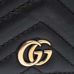 Gucci Black Matelasse Leather GG Marmont Card Case