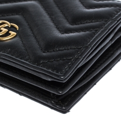 Gucci Black Matelasse Leather GG Marmont Card Case