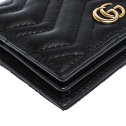Gucci Black Matelasse Leather GG Marmont Card Case