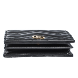 Gucci Black Matelasse Leather GG Marmont Card Case