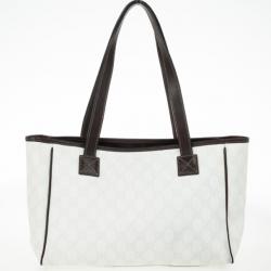 Pre Owned Gucci White Nice GG Supreme Canvas Tote Bag