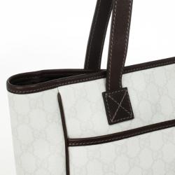 Pre Owned Gucci White Nice GG Supreme Canvas Tote Bag