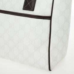 Pre Owned Gucci White Nice GG Supreme Canvas Tote Bag