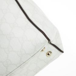 Pre Owned Gucci White Nice GG Supreme Canvas Tote Bag