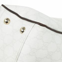 Pre Owned Gucci White Nice GG Supreme Canvas Tote Bag