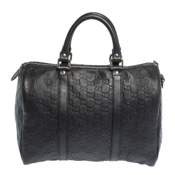 Pre Owned حقيبة غوتشي جوي بوسطن متوسطة جلد غوتشيسيما بنية داكنة