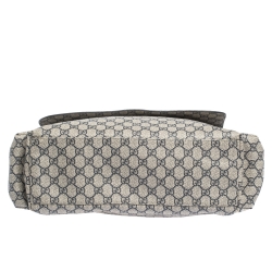 Pre Owned Gucci Beige/Black GG Supreme Canvas and Leather Diaper Messenger Bag