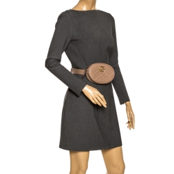 Pre Owned Gucci Biege Matelasse Leather GG Marmont Belt Bag 