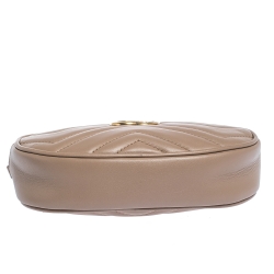 Pre Owned Gucci Biege Matelasse Leather GG Marmont Belt Bag 