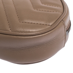 Pre Owned Gucci Biege Matelasse Leather GG Marmont Belt Bag 