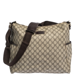 Gucci Diaper Bag GG Supreme Monogram Beige Canvas Shoulder