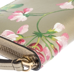 Gucci Multicolor Shanghai Blooms Print Leather Zip Around Wallet