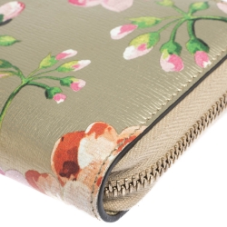 Gucci Multicolor Shanghai Blooms Print Leather Zip Around Wallet