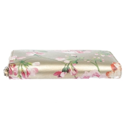 Gucci Multicolor Shanghai Blooms Print Leather Zip Around Wallet