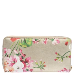 Gucci Multicolor Shanghai Blooms Print Leather Zip Around Wallet