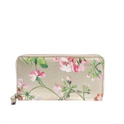 Gucci Multicolor Shanghai Blooms Print Leather Zip Around Wallet