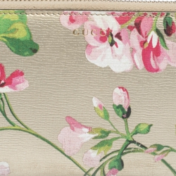 Gucci Multicolor Shanghai Blooms Print Leather Zip Around Wallet