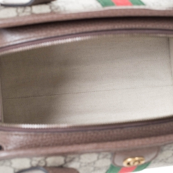 Pre Owned Gucci Brown/Beige GG Supreme Canvas and Leather Ophidia Duffel Bag