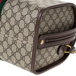 Pre Owned Gucci Brown/Beige GG Supreme Canvas and Leather Ophidia Duffel Bag