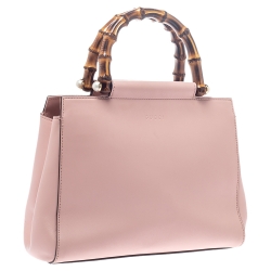 Pre Owned حقيبة يد غوتشي "نيمفايا" صغيرة بيد بامبو جلد وردي فاتح