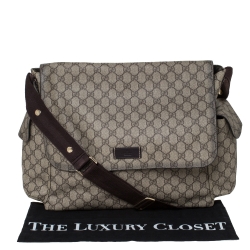 Pre Owned Gucci Beige/Brown GG Supreme Canvas Plus Diaper Bag