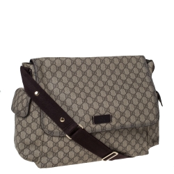 Pre Owned Gucci Beige/Brown GG Supreme Canvas Plus Diaper Bag