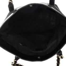 Pre Owned Gucci Black GG Canvas Capri Chain Large Tote Bag